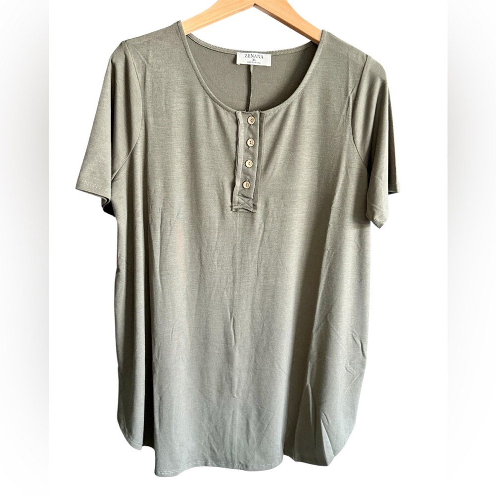 Zenana Sage Green Short Sleeve Top